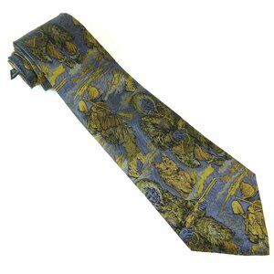 Arctic Hunters Silk Tie Woven Scenic Necktie Made in Italy Blue Gold